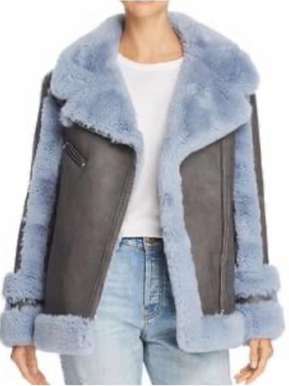 HeurueH Bad To The Bone Womens Faux-Fur Faux-Leather Moto Coat Medium/Large
